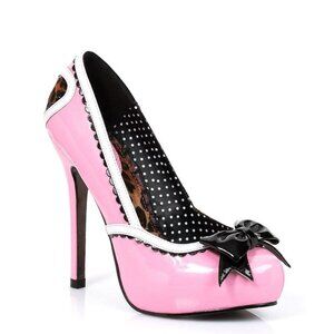 Bettie‎ Page by Ellie shoes pink pump leopard accent NIB retro style
